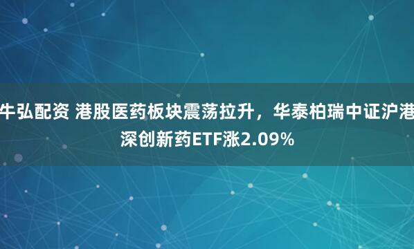 牛弘配资 港股医药板块震荡拉升，华泰柏瑞中证沪港深创新药ETF涨2.09%