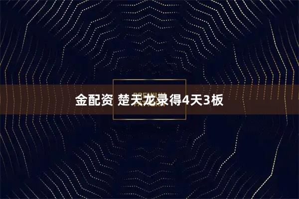 金配资 楚天龙录得4天3板